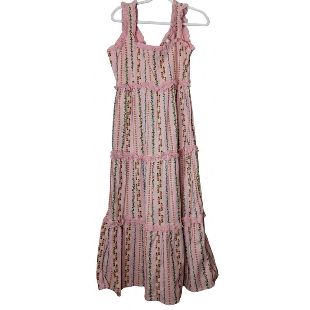 Neon rose London womens small maxi dress pink tiered floral boho sundress